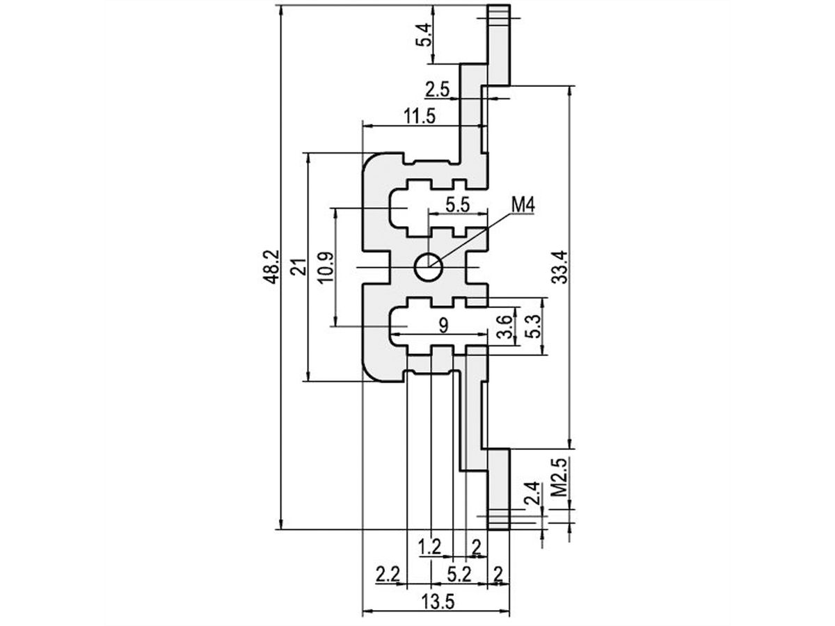 SCHROFF Modulschiene mitte, Typ MZ - MODULSCH. MITTE 20TE MZ