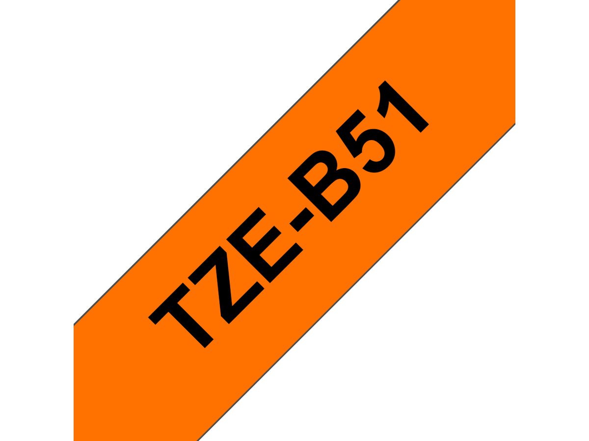 Brother TZE-B51 Etiketten erstellendes Band Schwarz auf leuchtend Orange