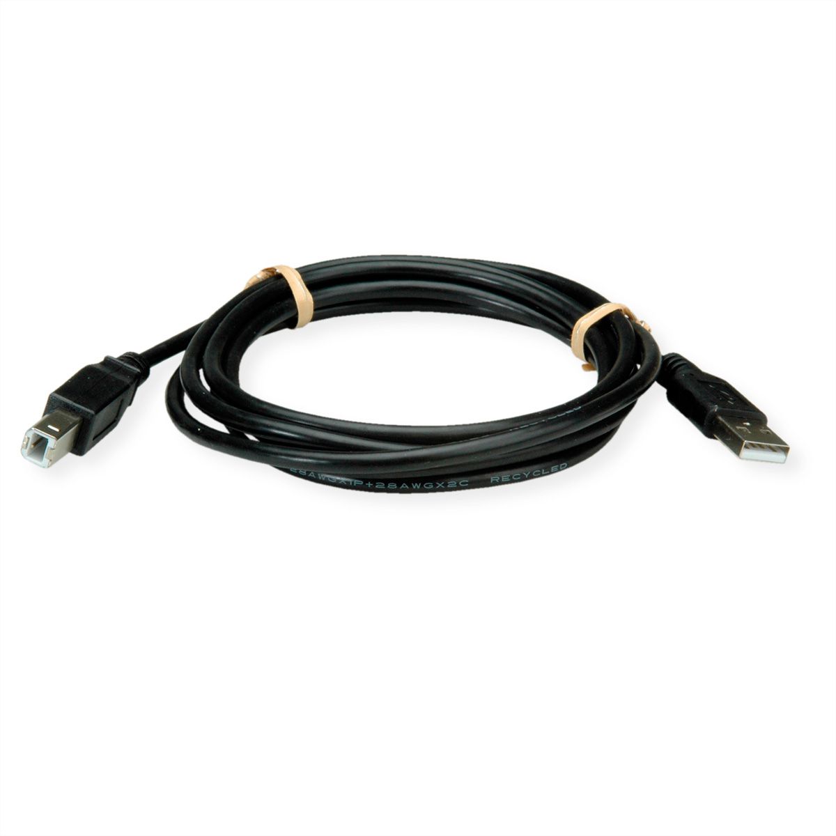 ROLINE RM USB 2.0 Kabel, Typ A-B, schwarz, 0,8 m