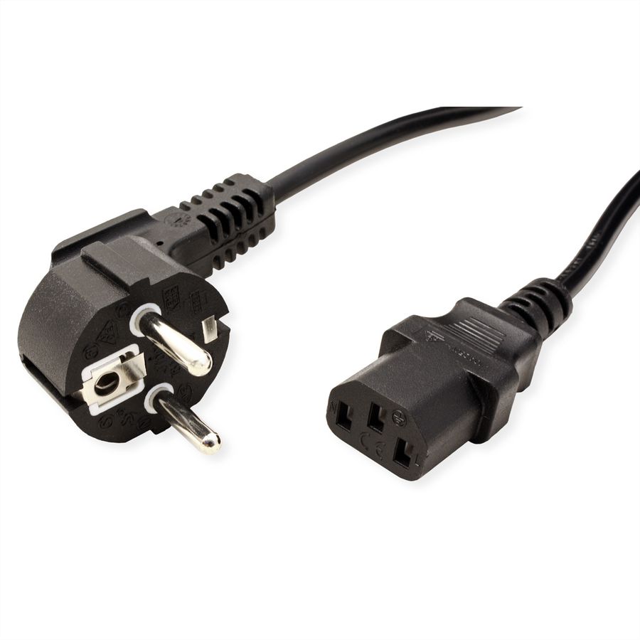 VALUE Netzkabel, CEE7/7-Stecker & IEC-Buchse gerade, schwarz, 0,6 m