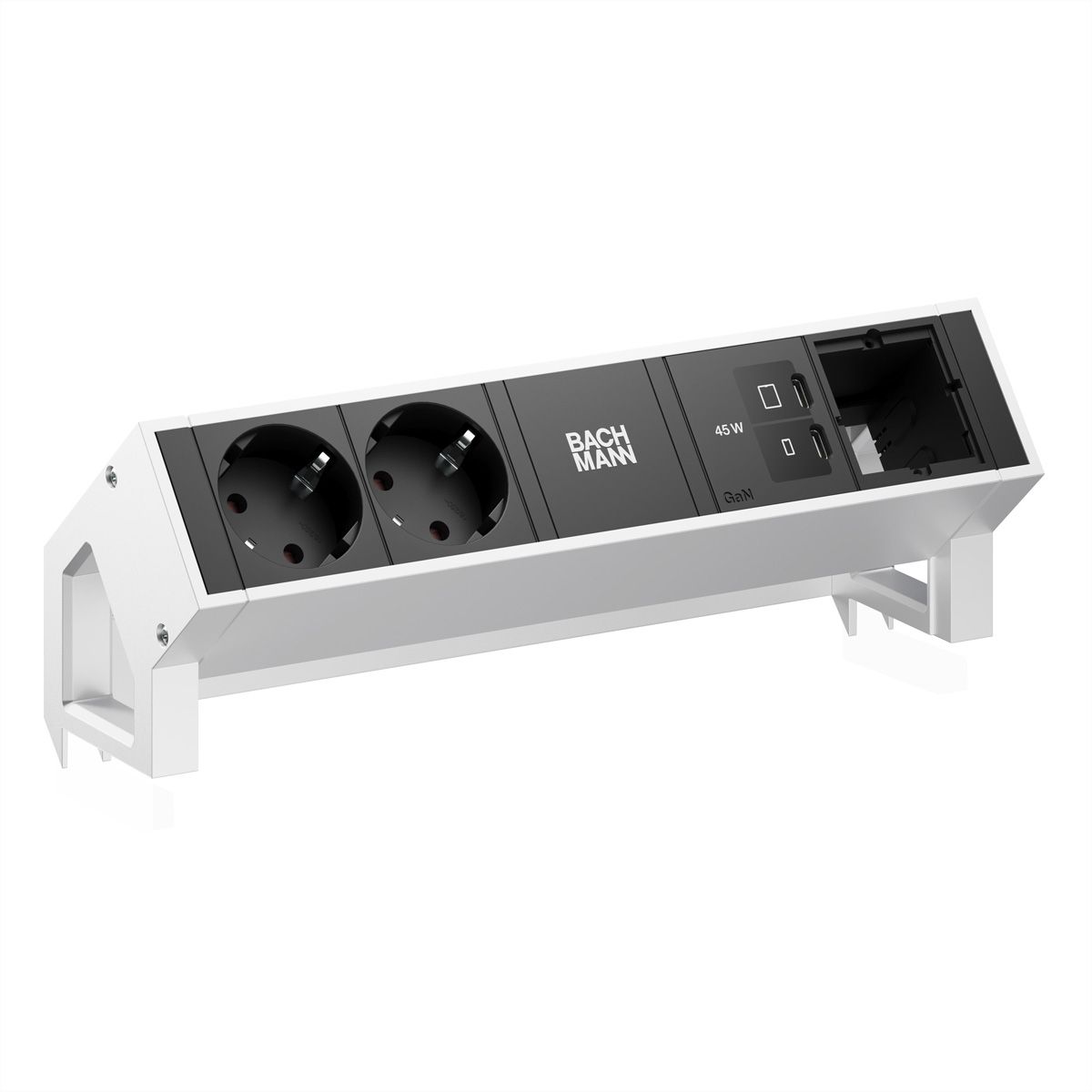 BACHMANN DESK2 2xCEE7/3 1xUSB C/C 45W, 1xCM L=0,2m INOX