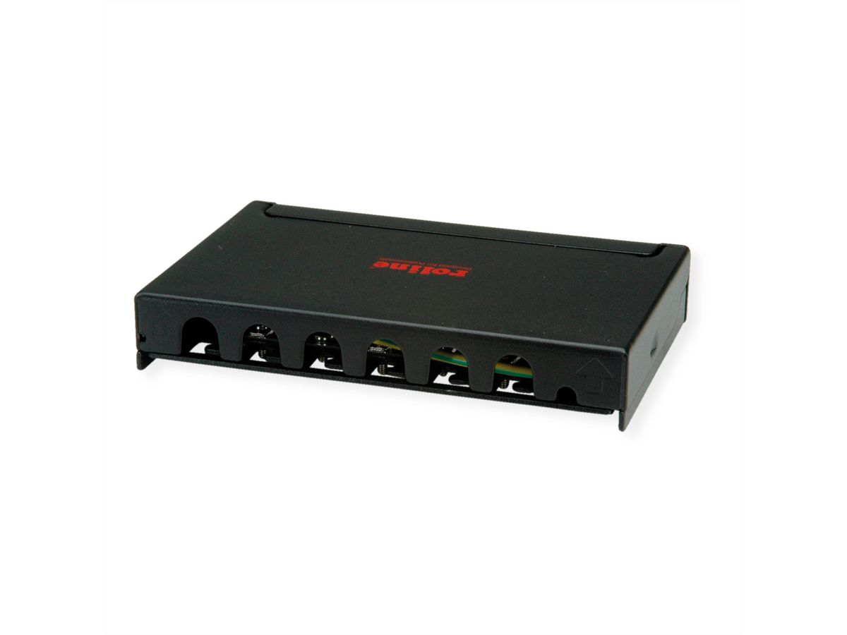 ROLINE Mini-Patchpanel, Kat.6A (Class EA), 6x RJ45, 0,5HE, geschirmt, schwarz