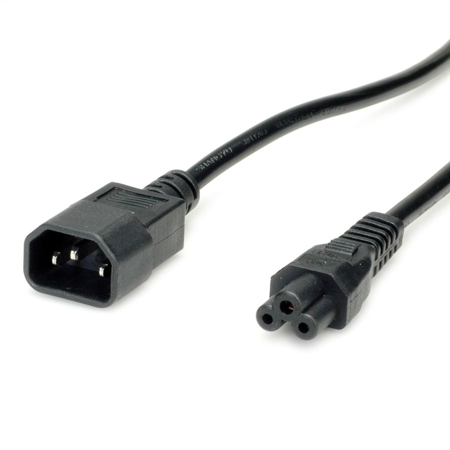 VALUE Netzkabel IEC320/C14 Stecker - C5 Buchse, schwarz, 1,8 m