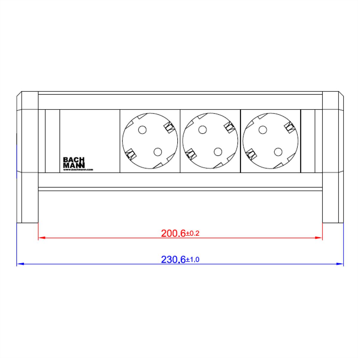 BACHMANN DESK 3x Schutzkontakt, mit Haltewinkeln