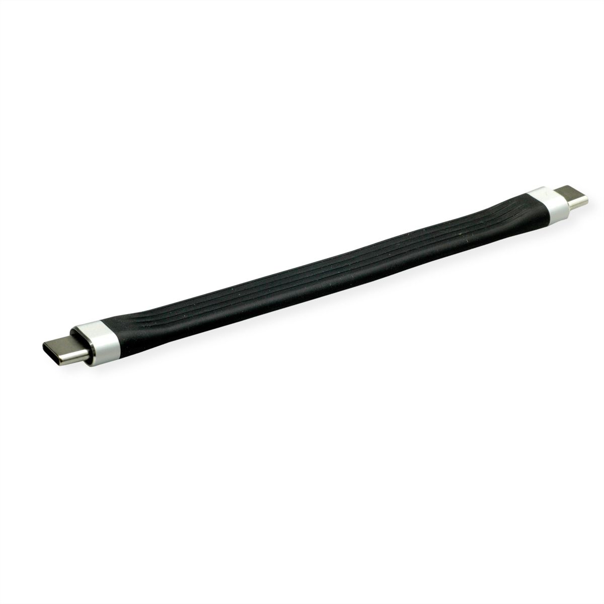 ROLINE USB 3.2 Gen 2 Silikonkabel, Emark, USB C-C, ST/ST, 8K UHD, 10Gbit/s, 60W, schwarz, 11 cm