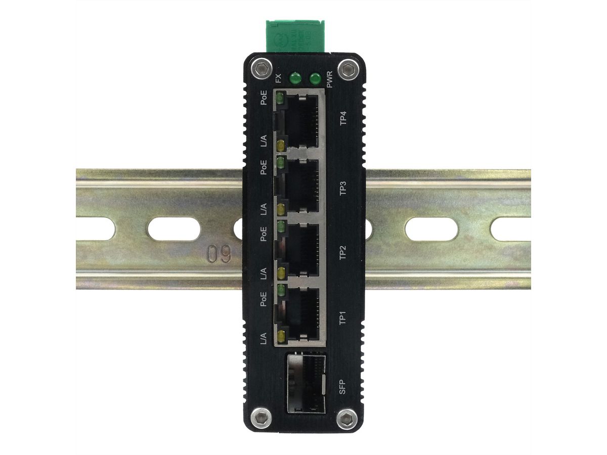 EXSYS EX-62020PoE 4-Port Industrie Ethernet Switch, PoE 1-Port 100/1000Fx SFP