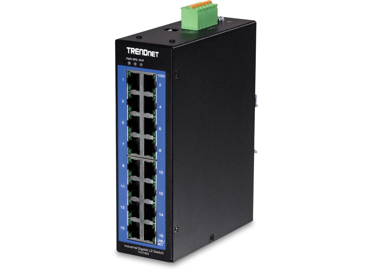 TRENDnet TI-G160i 16Port DIN-Rail Switch Industrial Gigabit L2 Managed