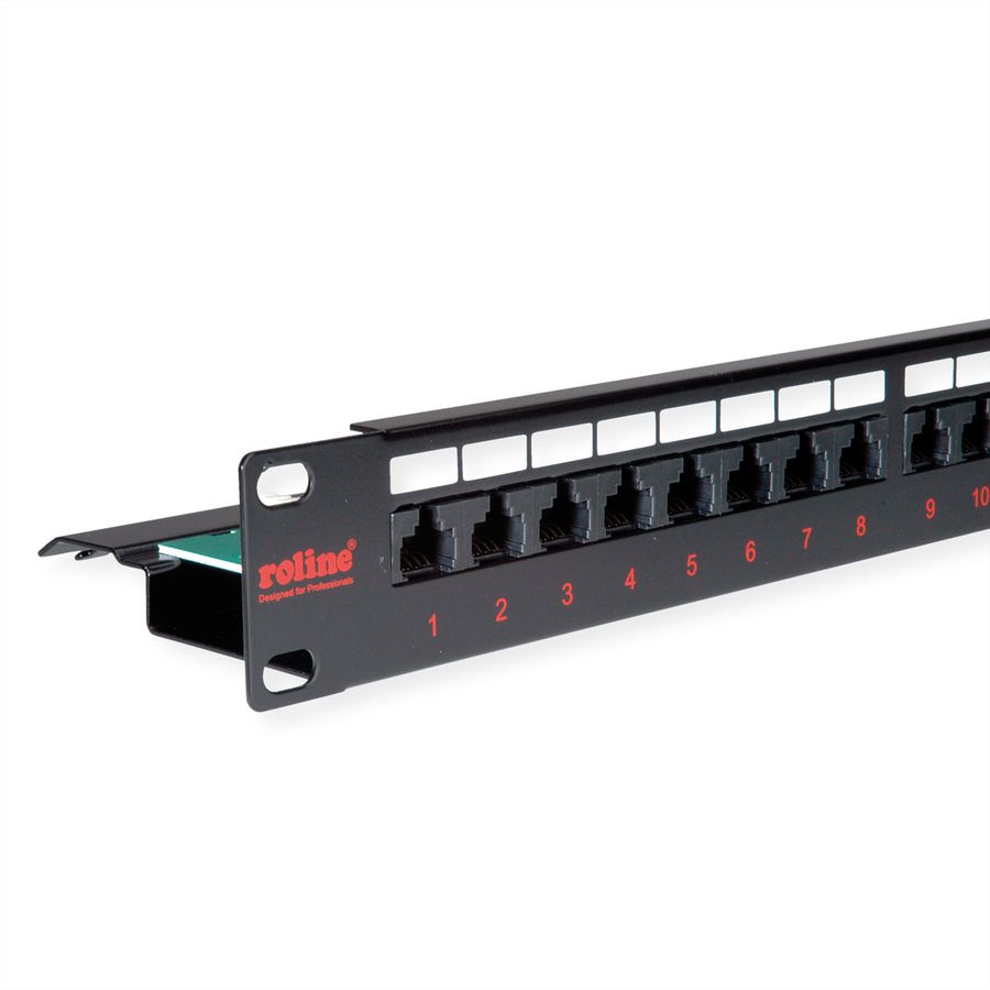 ROLINE Cat.6 (Class E) 19-Zoll-Patchpanel, 24P, ungeschirmt, schwarz