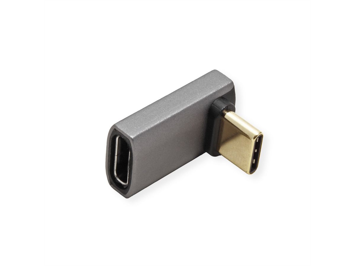 ROLINE USB4 Gen 3x2 Adapter Typ C ST/BU, Aluminium, 90°, breit, silberfarben
