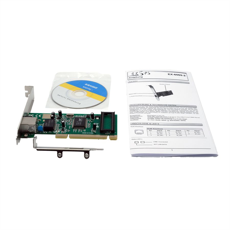 EXSYS EX-6069-2 1-Port 1Gigabit PCI Netzwerkkarte