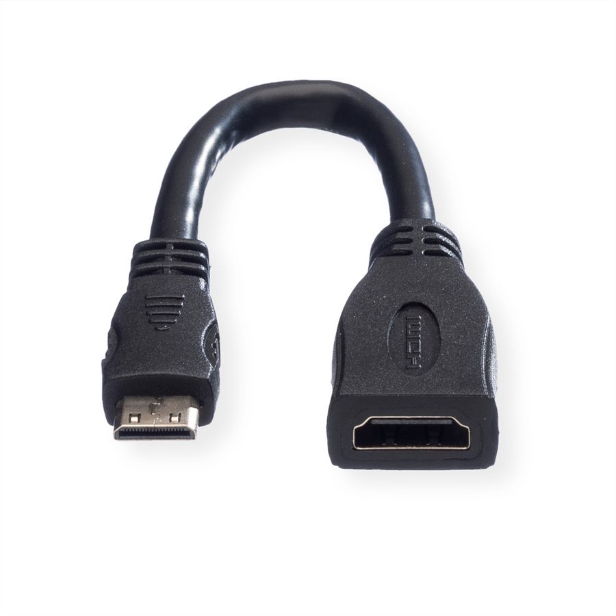 VALUE HDMI High Speed Kabel mit Ethernet, HDMI BU - Mini HDMI ST, 0,15 m