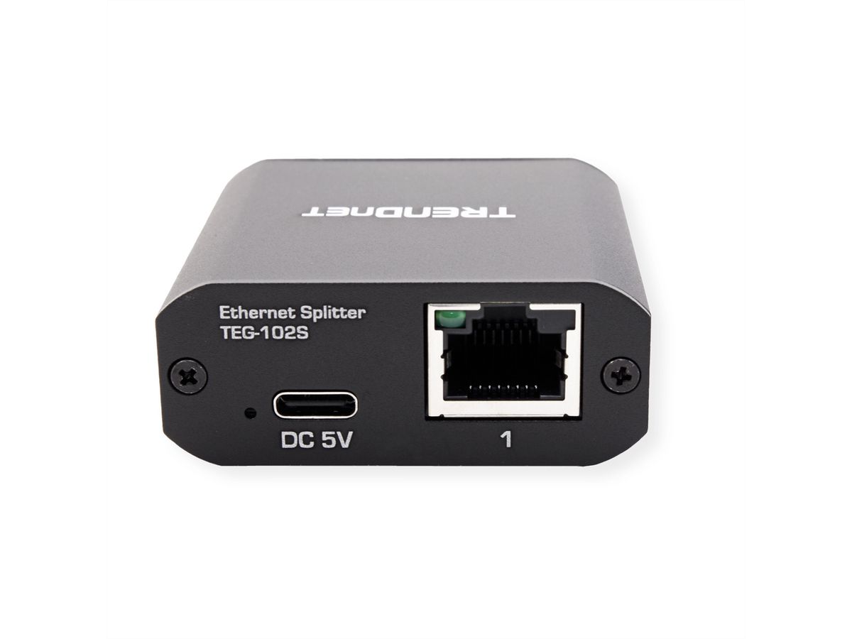 TRENDnet TEG-102S 2-Port-Gigabit-Splitter, mit USB-C-Stromversorgung