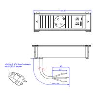 BACHMANN KAPSA S 1xCEE7/3 1xUSB A/C 22W 2,0m CEE7/7