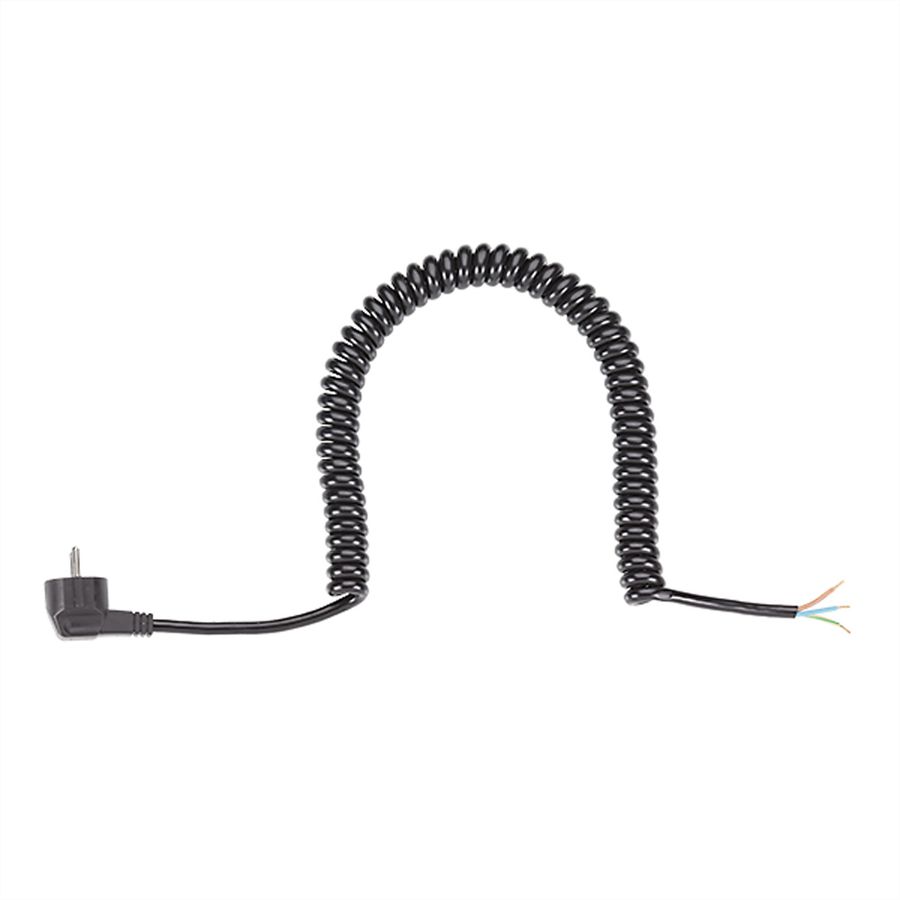 BACHMANN Wendelleitung 1-4m schwarz, H05VV-F 3G1,5mm² AEH/CEE7/7