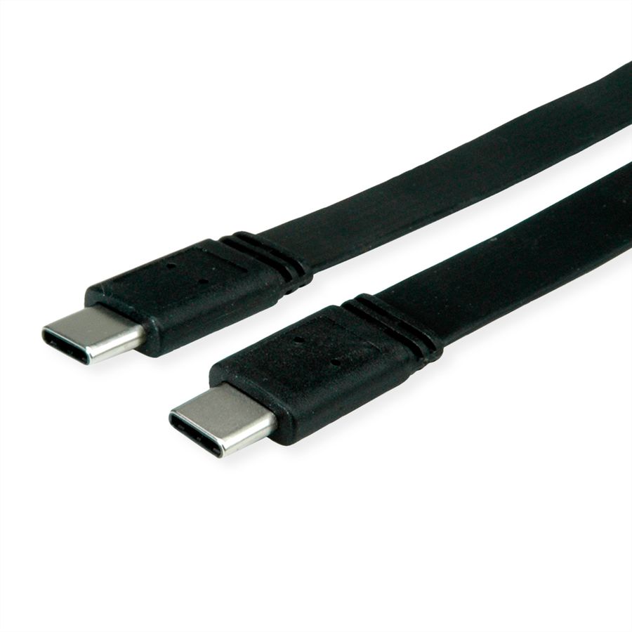 VALUE USB4 Gen 3 Kabel, USB C-C, ST/ST, 8K UHD-2, 40Gbit/s, Emark, 100W, extra-flach, schwarz, 0,5 m
