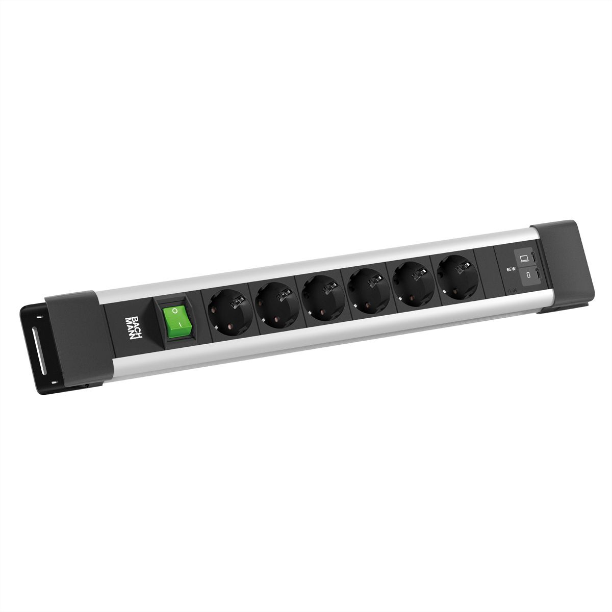 BACHMANN CONNECTUS 6xCEE7/3 1xSchalter, 1xUSB C/C 65W L=2,0m CEE7/7 grau