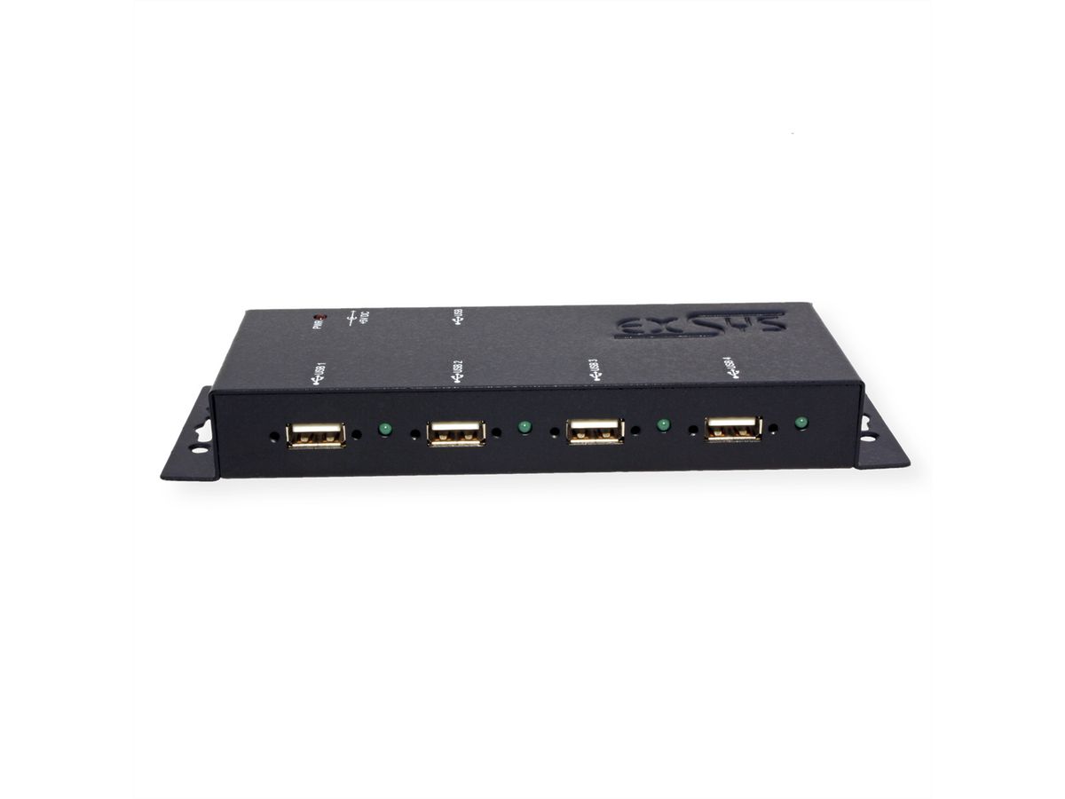 EXSYS EX-1166HMV 4 Port externer USB 2.0 Hub Metall verschraubbar
