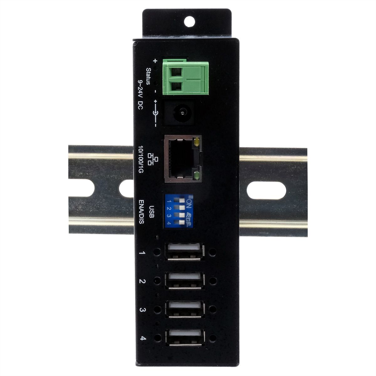 EXSYS EX-6003HMVS Device Server 4x USB 2.0, DIN-Rail-Kit, Metall-Gehäuse