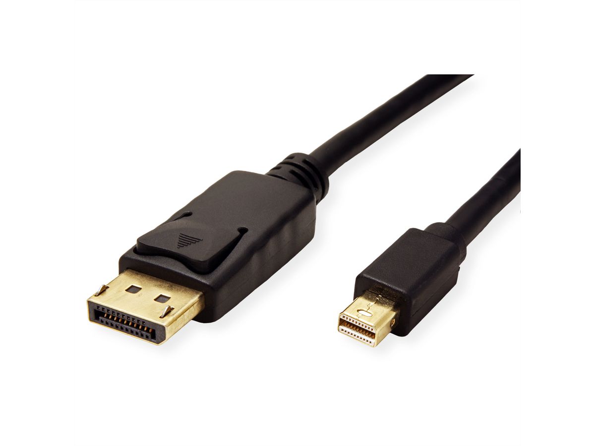 ROLINE Mini DisplayPort Kabel, v1.4, mDP - DP, ST - ST, schwarz, 1 m