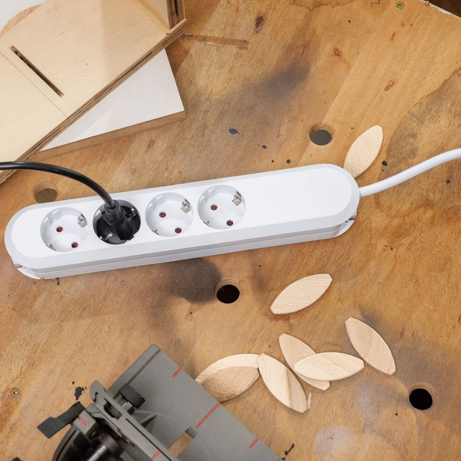 BACHMANN SMART Steckdosenleiste 4x Schutzkontakt, weiß, 1,5 m