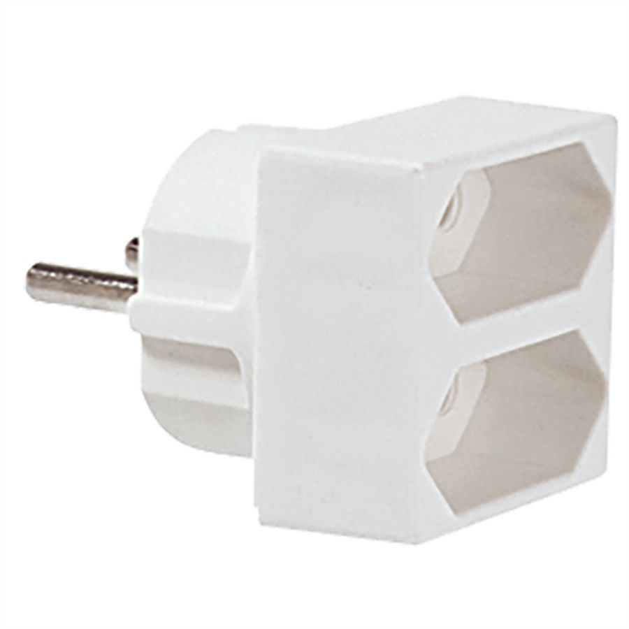 BACHMANN Euro-Doppelstecker, 1x Schutzkontakt-Stecker, 2x Euro-Buchse