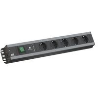 BACHMANN Handwerkerleiste, 5x Schutzkontakt, Schalter, 2x USB-Charger, 19-Zoll-Rack kompatibel, 2 m