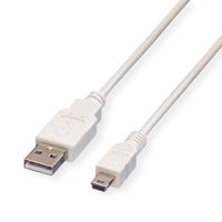 VALUE USB 2.0 Kabel, Typ A - 5-Pin Mini, weiß, 1,8 m