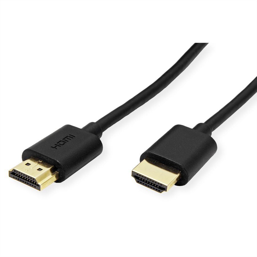 ROLINE HDMI High Speed Kabel mit Ethernet, Slim, ST-ST, schwarz, 1,5 m