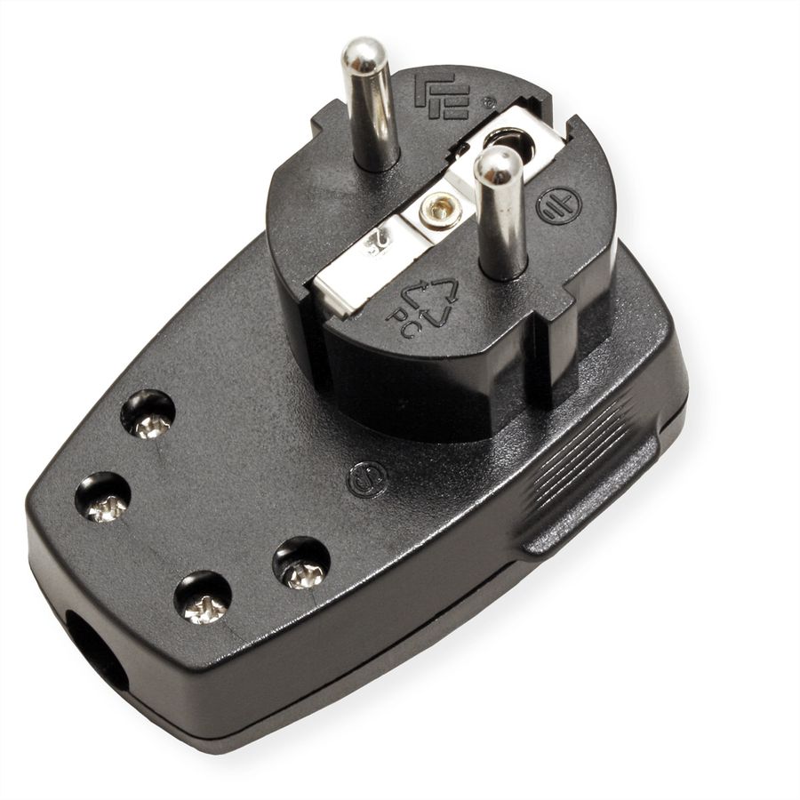 BACHMANN Schutzkontaktstecker, schwarz flach Wippschalter 2-p