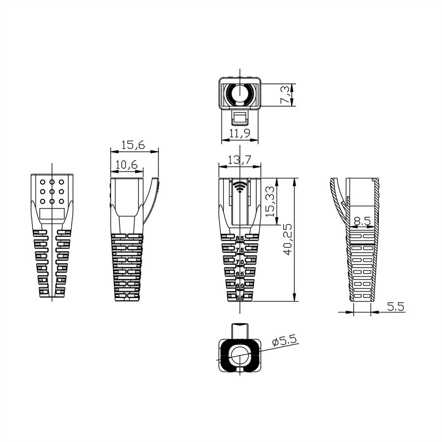 ROLINE Knickschutztülle für RJ-45, 10 Stck, gelb