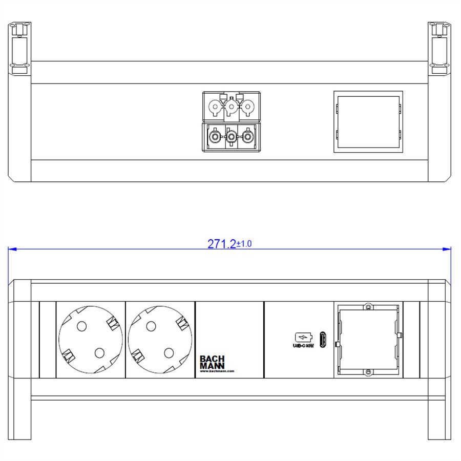 BACHMANN DESK 2xSchutzkontakt USB C, USB Charger 30W 1xABD GST18