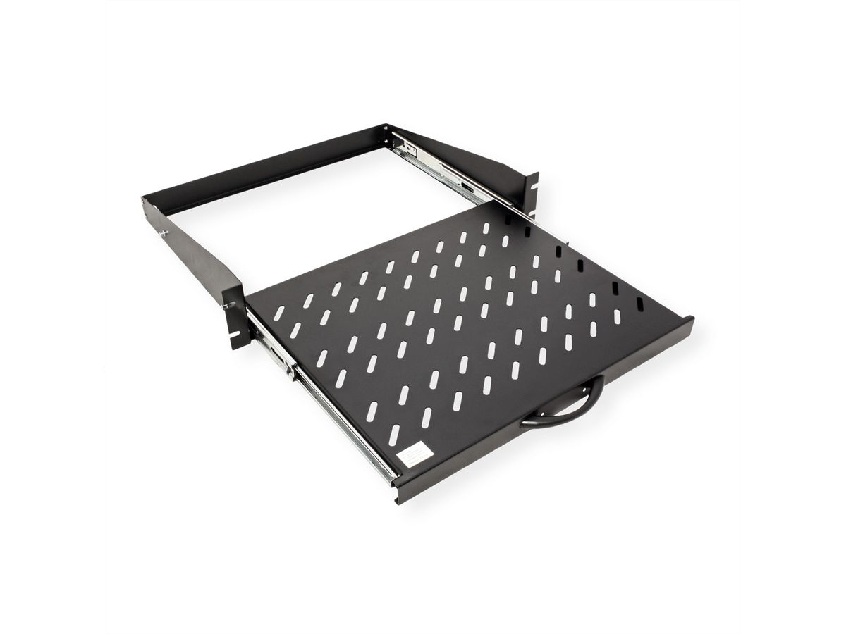 VALUE 19"-Fachboden ausziehbar, 2 HE, 404 x 350 mm, 30 kg Traglast