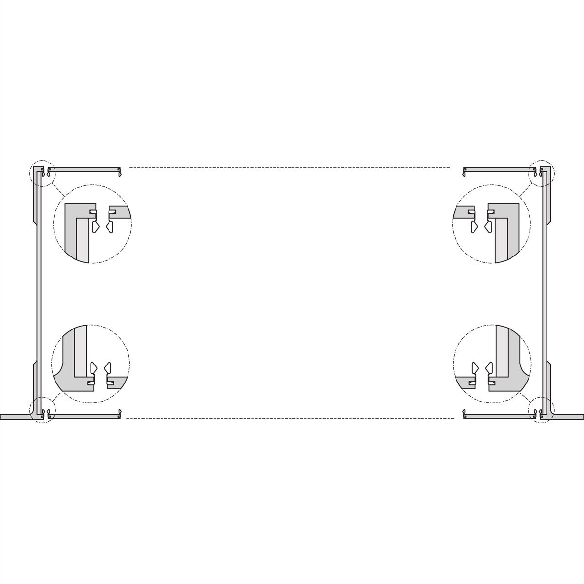 SCHROFF 19''-Winkel Typ F ohne Grifflöcher für Edelstahldichtung - 19"WINKEL 6HE O.GR. 2STK