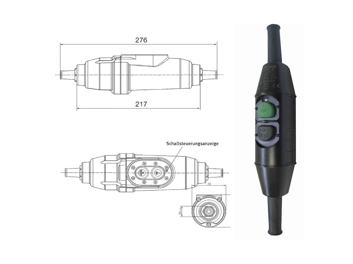 BACHMANN PRCD-K 230 V, 16 A, 30 mA, Schnurzwischengerät schwarz, IP55