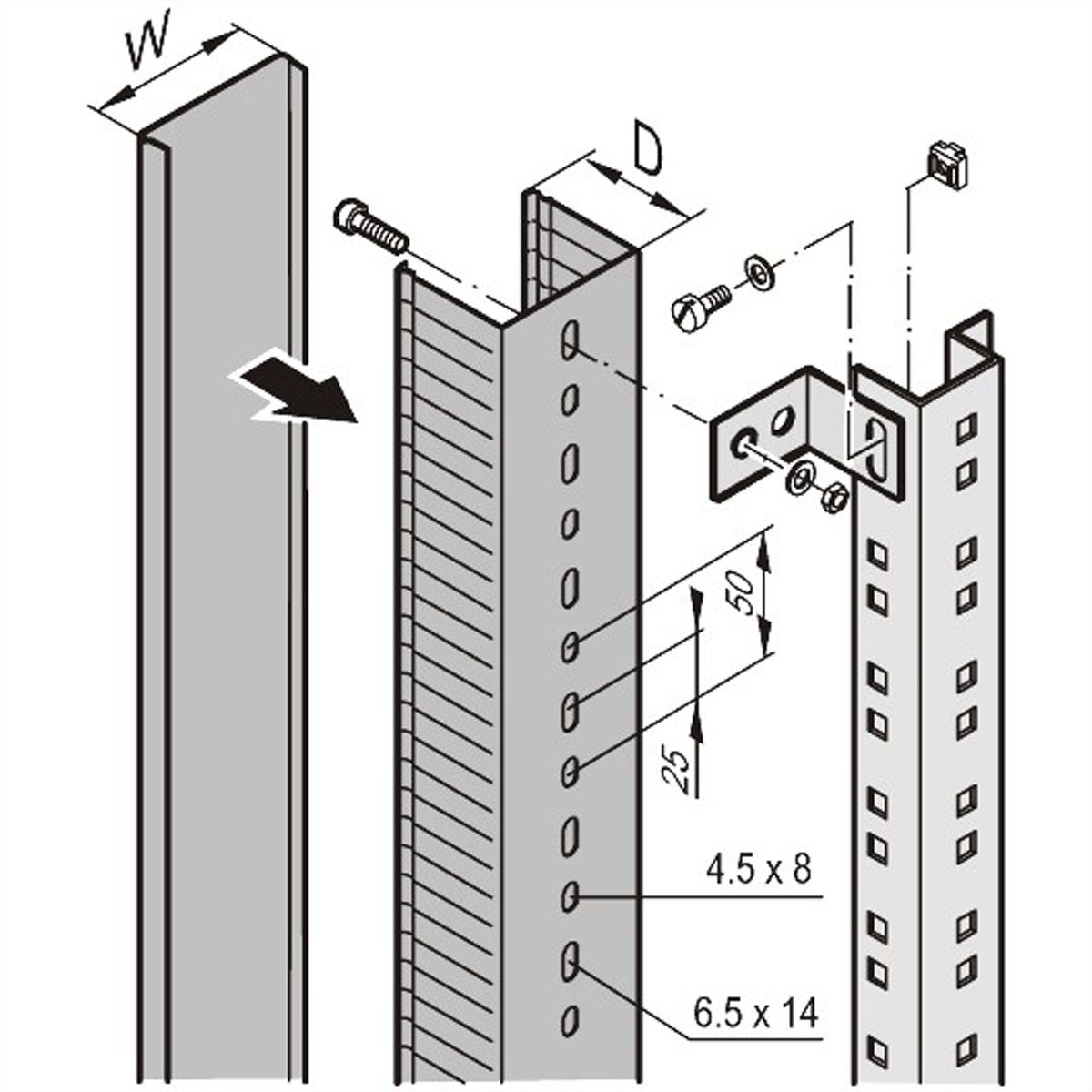 SCHROFF Kabelkanal - KABELKANAL BA6 66X66MM (2M)