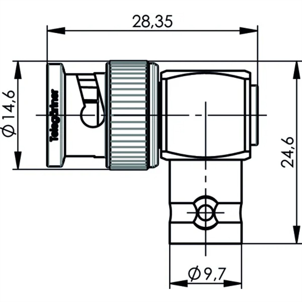 TELEGÄRTNER BNC-Verbinder 50 Ohm gewinkelt Stift / Buchse