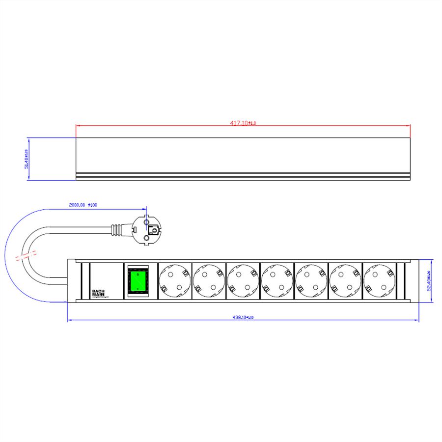 BACHMANN CONNECT LINE 7xSchutzkontakt, Schalter