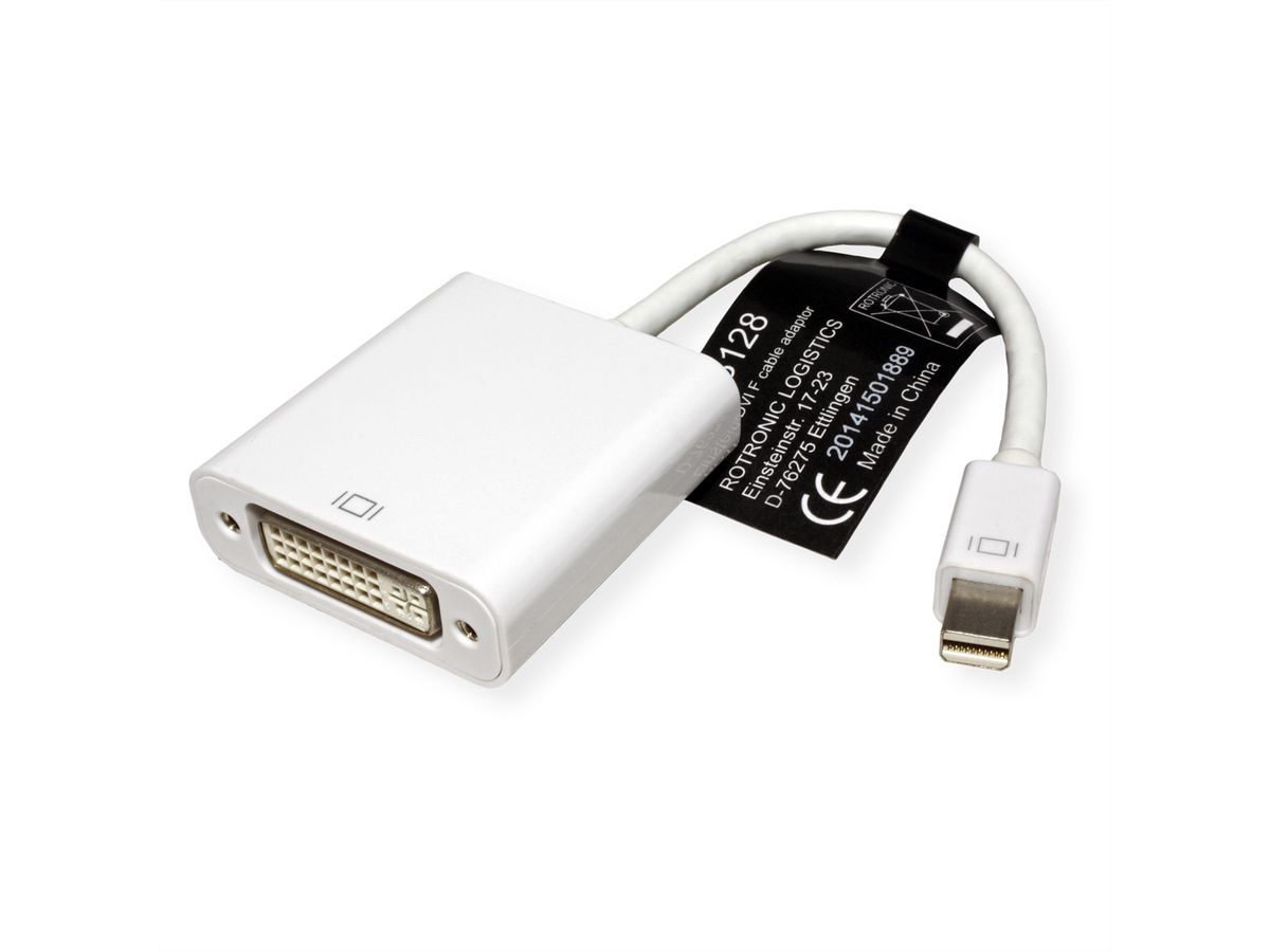 ROLINE Mini DisplayPort-DVI Adapter, Mini DP ST - DVI BU