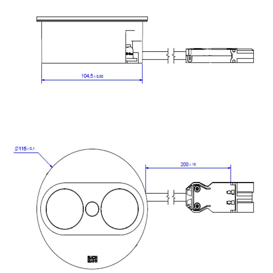 BACHMANN TWIST 2 1xCEE7/3 1xUSB A/C 22W 0,2m GST18 silber rund