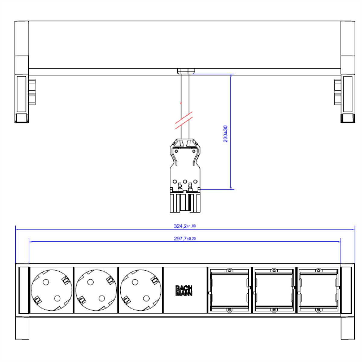 BACHMANN DESK2 3x Schutzkontakt 3x ABD, weiß