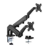 VALUE LCD-Doppelarm, Tischmontage, Platzsparend, Springfeder, 6 Gelenke, 17-32 Zoll, bis 2x 9 kg