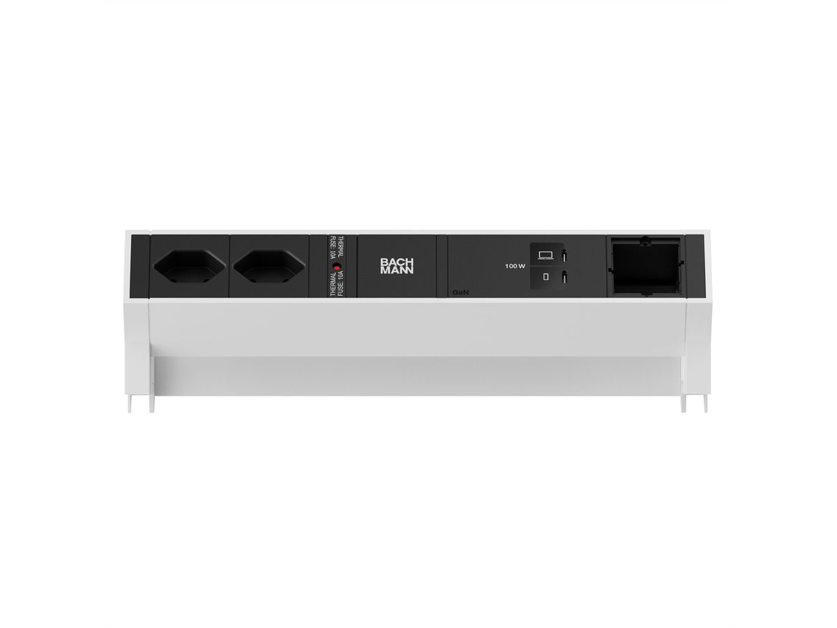BACHMANN DESK2 2xCH 90° 1xUSB C/C 100W, 1xCM L=0,2m RAL9010