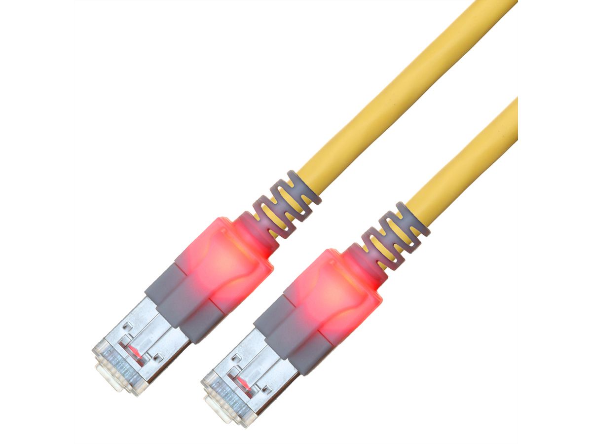 EasyLan DualBoot LED Patchkabel RJ45 S/FTP Kat.6 (Class E), mit saCon Stecker, LSOH, gelb, 7 m