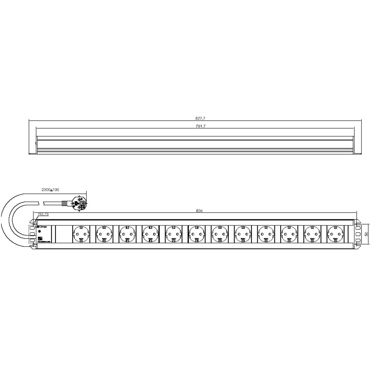 BACHMANN Handwerkerleiste 12x Schutzkontakt, 2 m