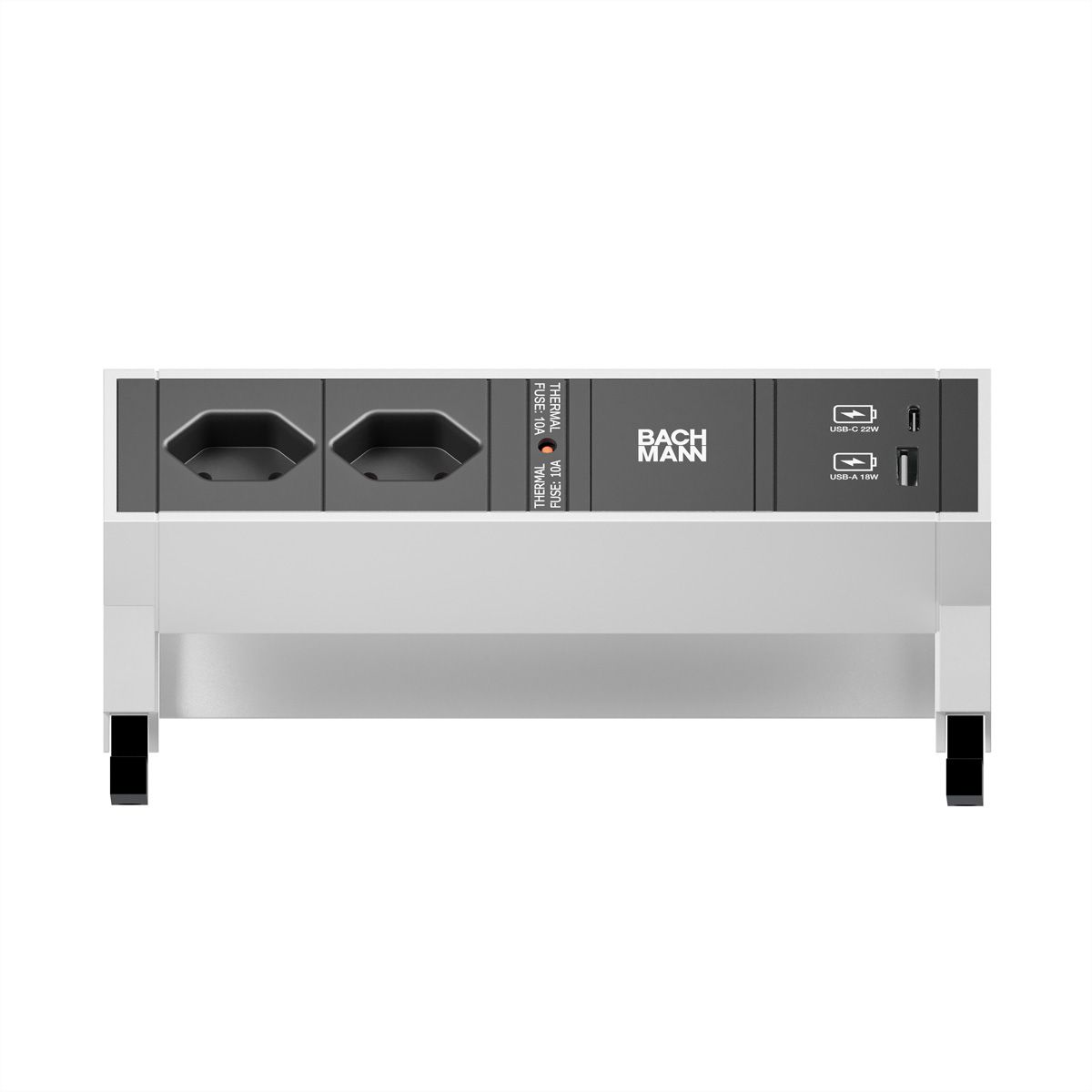 BACHMANN DESK2 2xCH 1xUSB A/C 22W, 0,2m GST18 INOX Schweiz