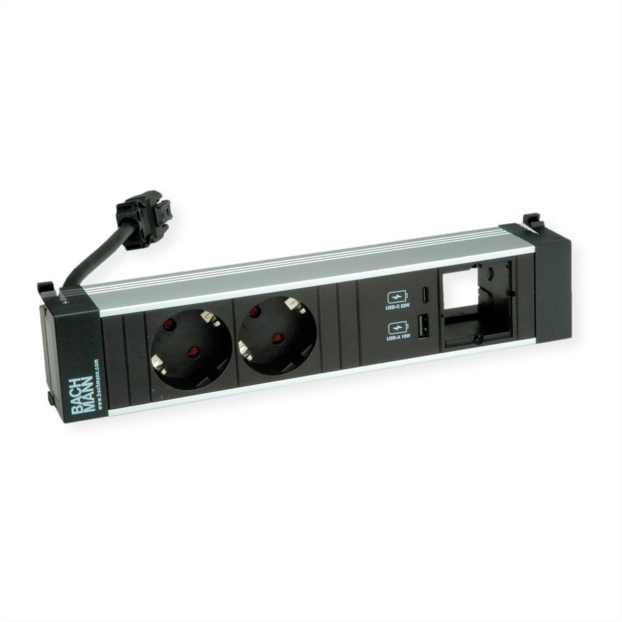 BACHMANN POWER FRAME M 2xCEE7/3, 1xUSB A&C 22W 1xCM 0,2m GST18