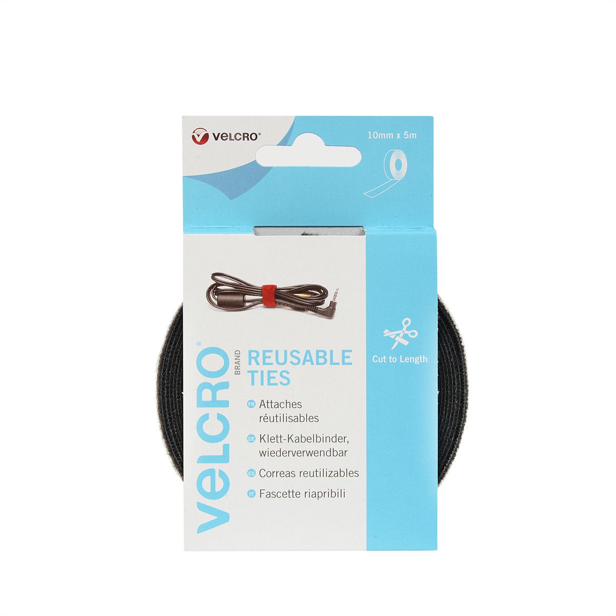VELCRO® ONE-WRAP® Wiederverwendbares Klettband, ONE-WRAP® Band 10mm x 5m Schwarz