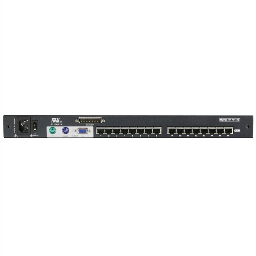 ATEN KL1516AN KVM-Switch, 48cm TFT, VGA, PS/2-USB über Kat 5, 16 Port, CH-Layout
