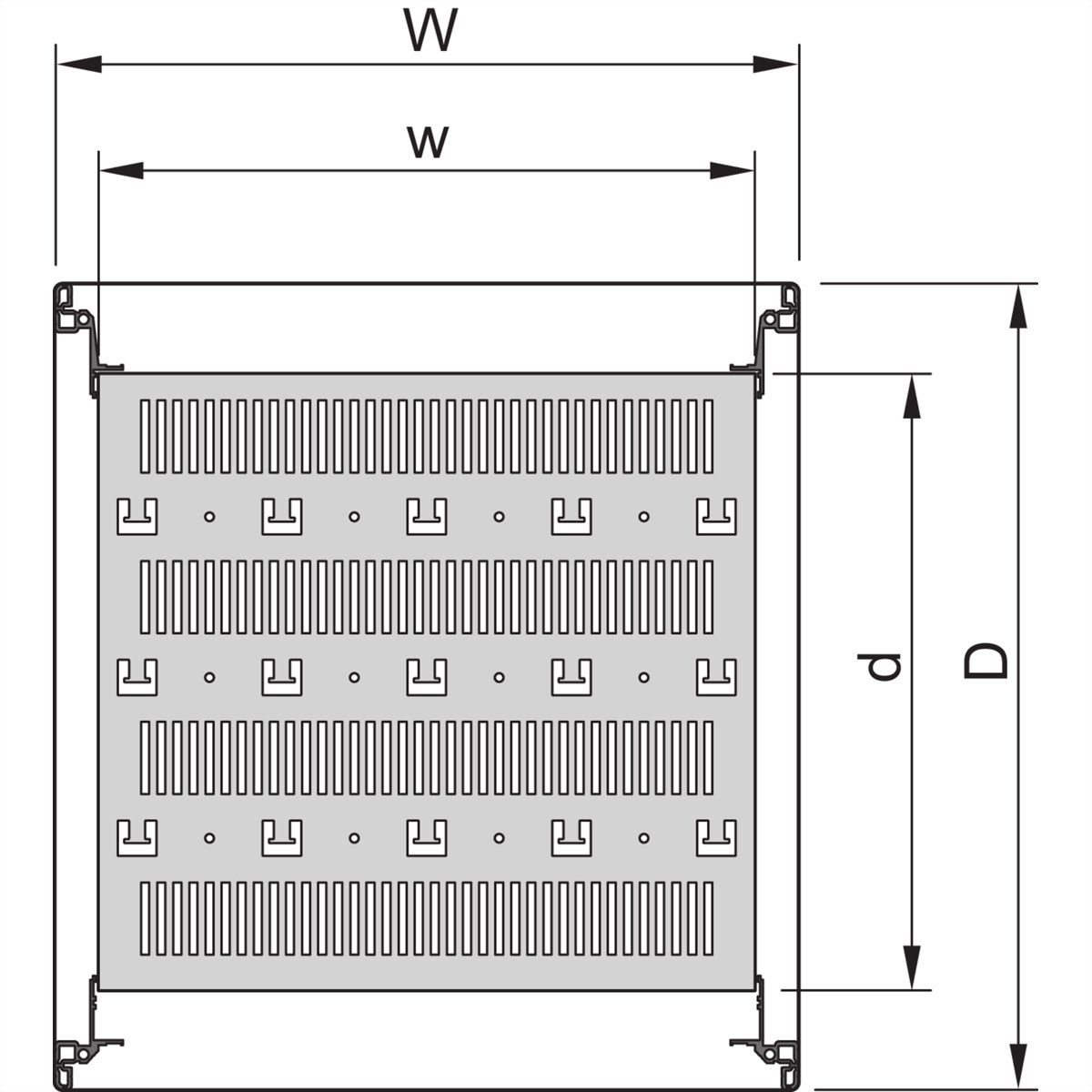 SCHROFF Fachboden, stationär - 19"FACHB.STAT.600B 500T 7021