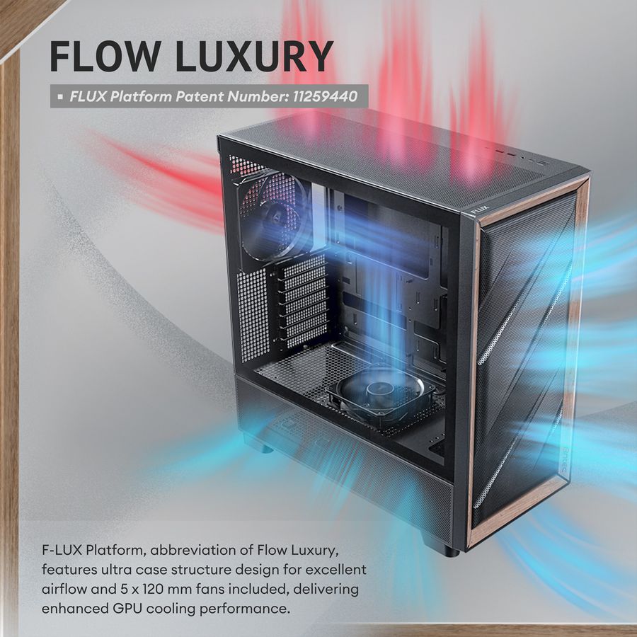 ANTEC FLUX PC Gehäuse Midi Tower Gaming ATX, schwarz